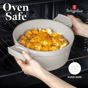 Oală cu capac 24 cm, 4.4L – Berlinger Haus Sahara Collection BH 7787, crem, antiaderentă, ideală pentru gătit zilnic și curățare ușoară
