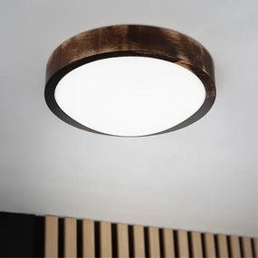 Plafonieră LED OAK SMOKY SLIM, 20W, 230V, 4000K, Ø 27 cm, stejar/maro închis