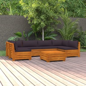 3087324 vidaXL Set mobilier grădină cu perne, 7 piese, lemn masiv de acacia