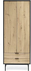 Dulap MURANO, stejar artisan/negru, cu 2 usi si 2 sertare, 80x53x205 c