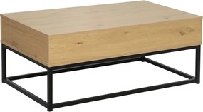 Masuta cafea LIVINA, stejar/negru, DTD laminat/metal, 100x55x40 cm