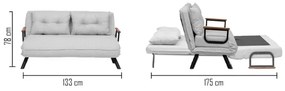 Canapea extensibilă QIRA, 2 locuri, gri