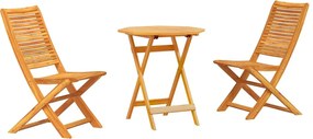 vidaXL Set Bistro Pliabil 3 pcs Maro Lemn Solid de Acacia