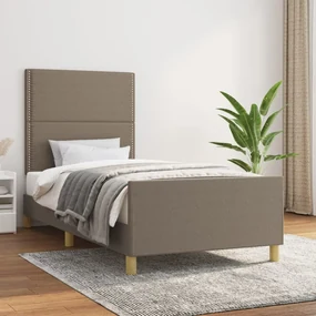 3124948 vidaXL Cadru de pat cu tăblie, gri taupe, 90x200 cm, textil