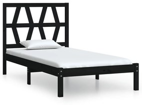 3103987 vidaXL Cadru de pat, negru, 90x200 cm, lemn masiv de pin