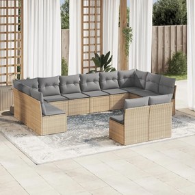 vidaXL Set canapele de grădină cu perne, 12 piese, bej, poliratan