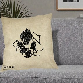 Perna Personalizata Dragon Ball Goku Super Saiyan Silueta, 40x40 cm, Crem, Husa Detasabila, Perna Inclusa, BEKZ®