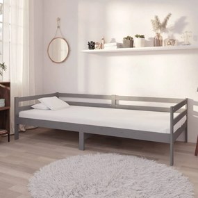 vidaXL Pat de zi cu saltea, gri, 90x200 cm, lemn masiv de pin