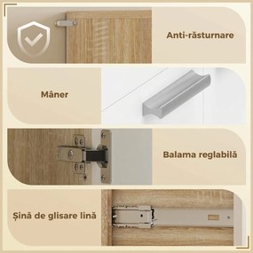 HOMCOM Dulap cu sertar, rafturi și orificii pentru cabluri, alb, ideal pentru bucătărie. | Aosom Romania