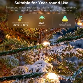 Instalație LED RGBICW de Crăciun de exterior Govee 2700-6500K 20m Wi-Fi Matter IP66