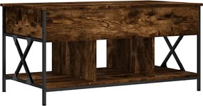 vidaXL Măsuță de cafea stejar fumuriu 100x55x50cm lemn prelucrat/metal