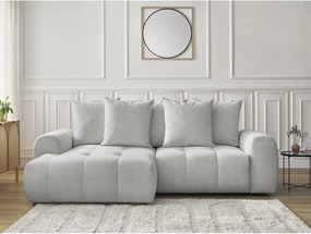 Colțar gri deschis extensibil/cu spațiu de depozitare cu tapițerie din chenille (cu colț pe partea stângă/cu șezlong) Roxelane – Bobochic Paris