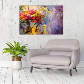 Tablou - Roată cu flori (90x60 cm)