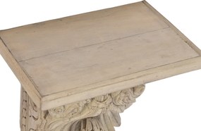 Raft de perete din lemn de tec, natur, cu decor sculptat manual, aspect vintage, 30 x 32,5 x 21 cm, „Orgon”