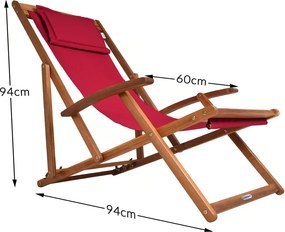 Șezlong de grădină SIENA, 94x60x94cm, roșu Casaria
