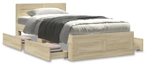3295620 vidaXL Cadru de pat cu tăblie stejar sonoma 75x190 cm lemn prelucrat