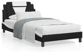 3208080 vidaXL Cadru de pat cu tăblie negru și alb 100x200cm piele artificială