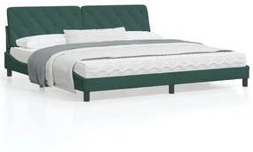 3207944 vidaXL Cadru de pat cu tăblie, verde închis, 200x200 cm, catifea