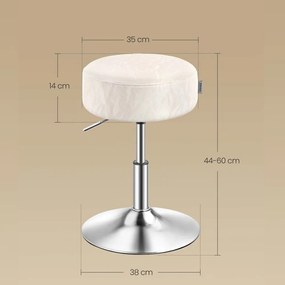 Scaun reglabil pe înălțime AURA pentru măsuța de toaletă, Ø35cm, crem Vasagle