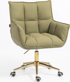 HR560K Scaun Khaki Piele Ecologica Premium Soft cu Bază Aurie