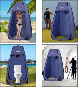 Outsunny Cort de Duș Pop Up Impermeabil cu Intrare cu Fermoar, 100x100x185 cm, Albastru | Aosom Romania