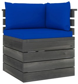 Set mobilier gradina paleti cu perne, 5 piese, lemn masiv pin Albastru, 5