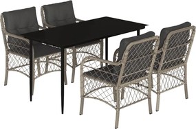 vidaXL Set mobilier de grădină cu perne, 5 piese gri deschis poliratan