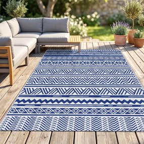 Outsunny Covor pentru Exterior 182x274 cm Reversibil, Covor Pliabil din Polipropilen 310 g/m² Albastru si Alb | Aosom Romania