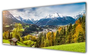 Tablou pe sticla Alpi Peisaj Verde Albastru