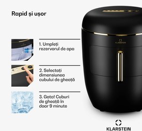 Klarstein Passau, mașină pentru cuburi de gheață, 2 dimensiuni, 15 kg/24, h Auto-Clean