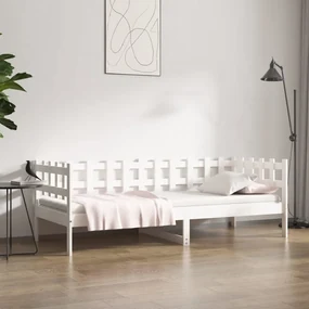 820762 vidaXL Pat de zi, alb, 90x190 cm, lemn masiv de pin