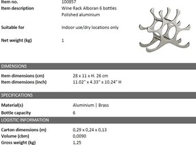 Suport design LUX pentru 6 sticle de vin Alboran S