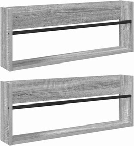 vidaXL Raft pentru reviste cu raft 2 pcs Gri Sonoma 80 x 12 x 30 cm