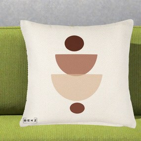 Perna Decorativa Geometric Boho Balance, 40x40 cm, Crem Reliefat, Husa Detasabila, Perna Inclusa, BEKZ®
