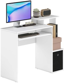 HOMCOM Birou modern pentru PC, birou pentru computer cu raft pentru tastatura, raft si spatiu de depozitare din material, 100x40x86.6cm, alb si negru