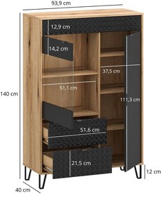 Vitrină Botones 2 (stejar evoke + negru) . 1116769