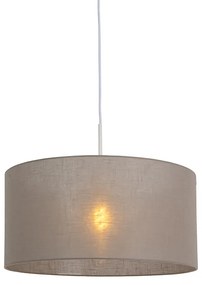 Lampă suspendată rustică albă cu abajur taupe 50 cm - Combi 1