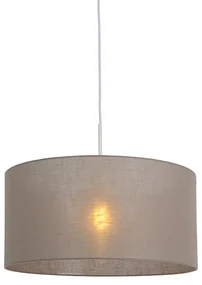 Lampă suspendată rustică albă cu abajur taupe 50 cm - Combi 1