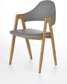 Scaun K247, gri/stejar miere, piele ecologica/metal, 51x51x80 cm