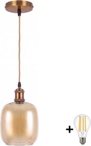 BRILAGI -LED Lampă suspendată pe cablu RETRO GLASS 1xE27/60W/230V Ø 14 cm auriu/maro fumuriu