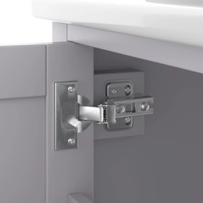 Dulap de baie pe podea cu chiuvetă, spațiu de depozitare variat, 76x46x83,5 cm, Gri