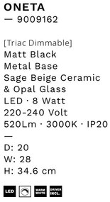 Aplica de perete LED decorativa ceramica Alb, Bej, ONETA