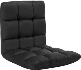 vidaXL Scaun de podea pliabil, negru, microfibră