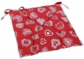 Crăciun matlasat scaun scaun Cover Heart Red, 40 x40 cm