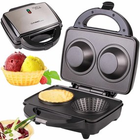 Aparat de facut gofre in forma de briosa First Austria FA-5304, 600W, 2 forme, Acoperire antiaderenta, Indicator LED, Negru