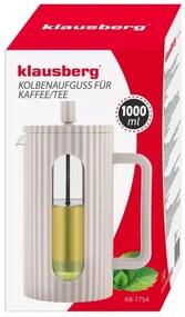 Infuzor pentru cafea/ceai Klausberg KB 7754, 1 l, Carcasa fara incalzire, Sticla, Bej