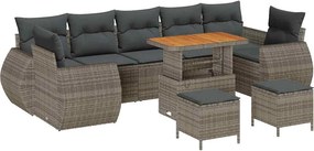vidaXL Set de canapele pentru grădină 10 pcs Gri poliratan