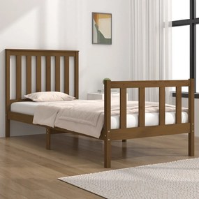 3103871 vidaXL Cadru de pat mic single, maro miere, 75x190 cm, lemn masiv pin