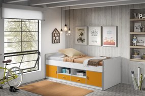 Pat cu Depozitare Integrată, Portocaliu și Alb (PAL și MDF) Bonny– Vipack