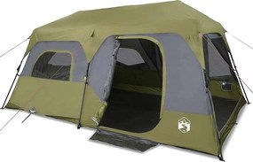 vidaXL Cort de familie 9 persoane, verde, setare rapidă, impermeabil